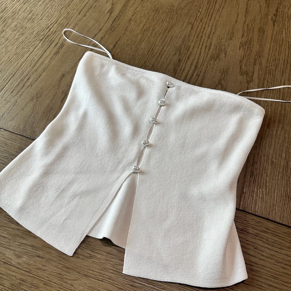 Wild Fable Knit Tube Top with Faux Pearls Size Small White - Picture 4 of 10